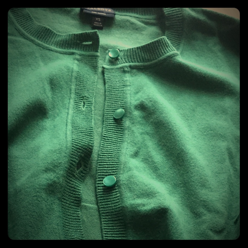 Talbots Kelly Green Cardigan Sweater.
